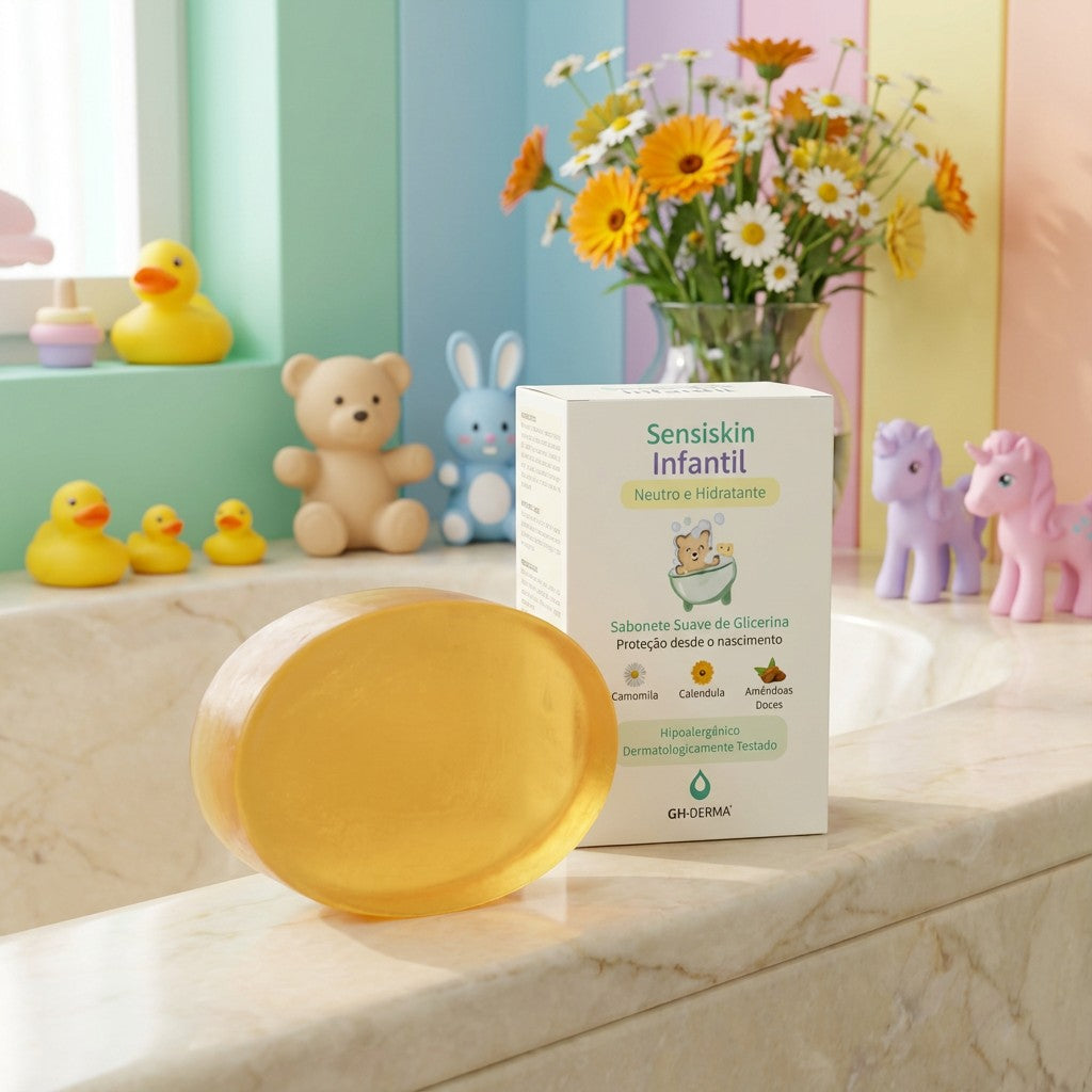 Sabonete SensiSkin Glicerina Infantil Neutro - Calêndula, Camomila e Óleo de Amêndoa
